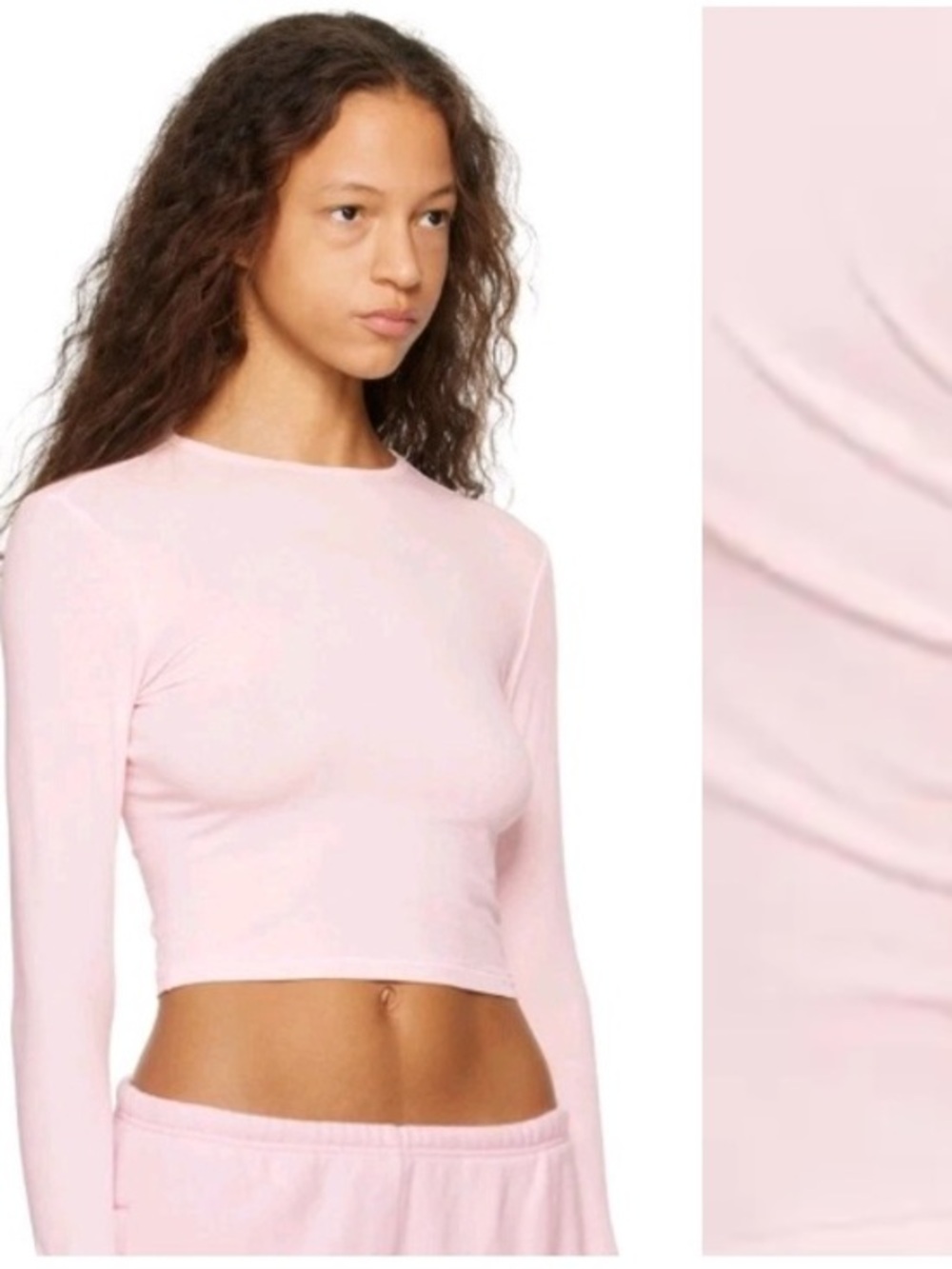 SKIMS Vintage Cropped Long Sleeve T-Shirt Light Pink Cherry Blossom Small